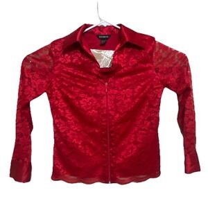 George Red L 12-14 Polyester Long Sleeve Blouse, Valentines Day, Christmas Party
